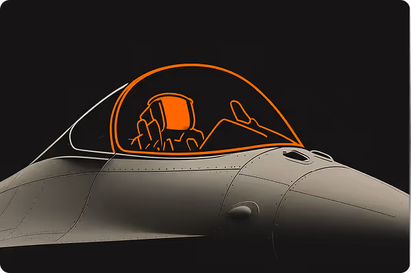 Fighter jet cockpit view representing focused execution